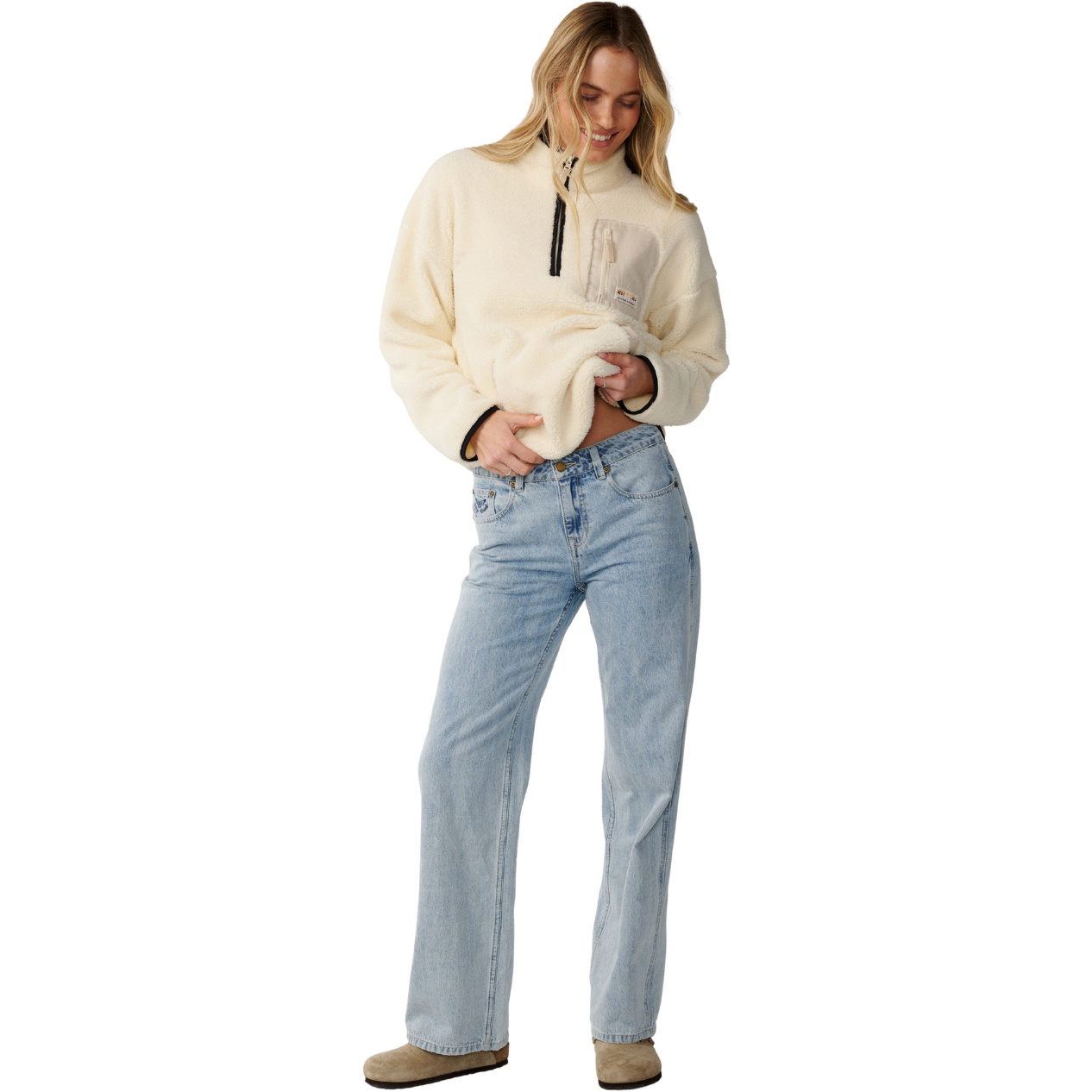 2026 Rip Curl Womens Party Wave Polar Zip Thru Fleece 0EFWFL - Off White